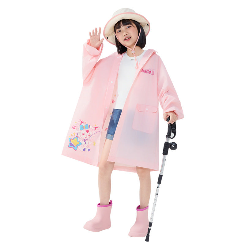 Kids Full Body EVA Raincoat with Backpack Space Poncho