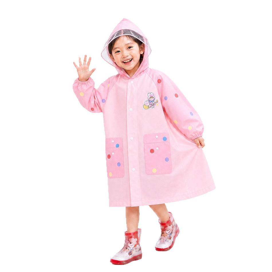 Kids EVA Raincoat Waterproof Hooded Poncho with Backpack Space