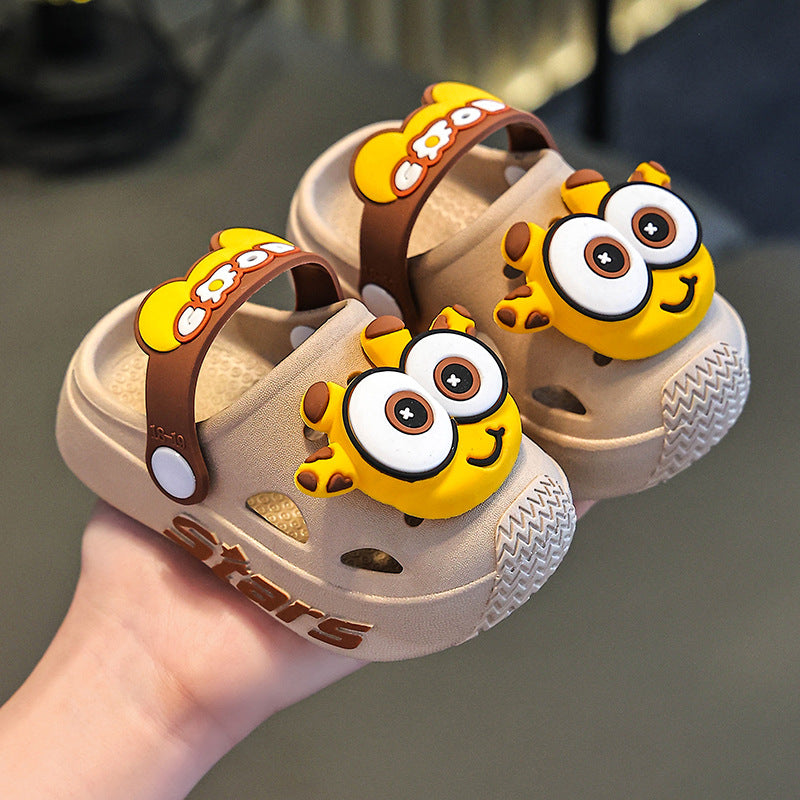 Kids Cartoon PVC Beach Hole Sandals Soft Non-Slip Slippers