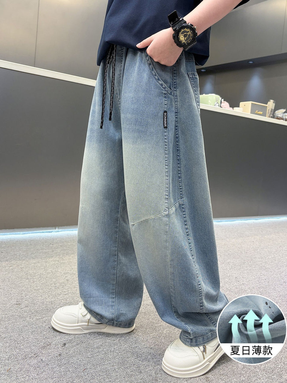 Boys Lightweight Denim Summer Casual Mosquito-Proof Jeans