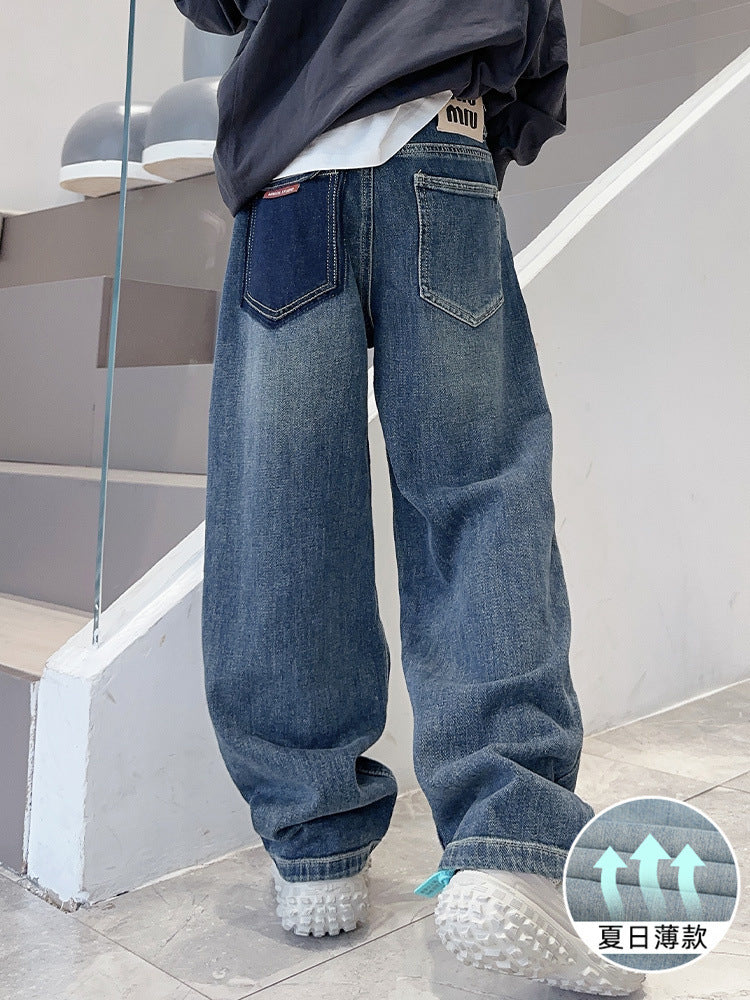 Boys Straight Leg Lightweight Denim Summer Casual Jeans