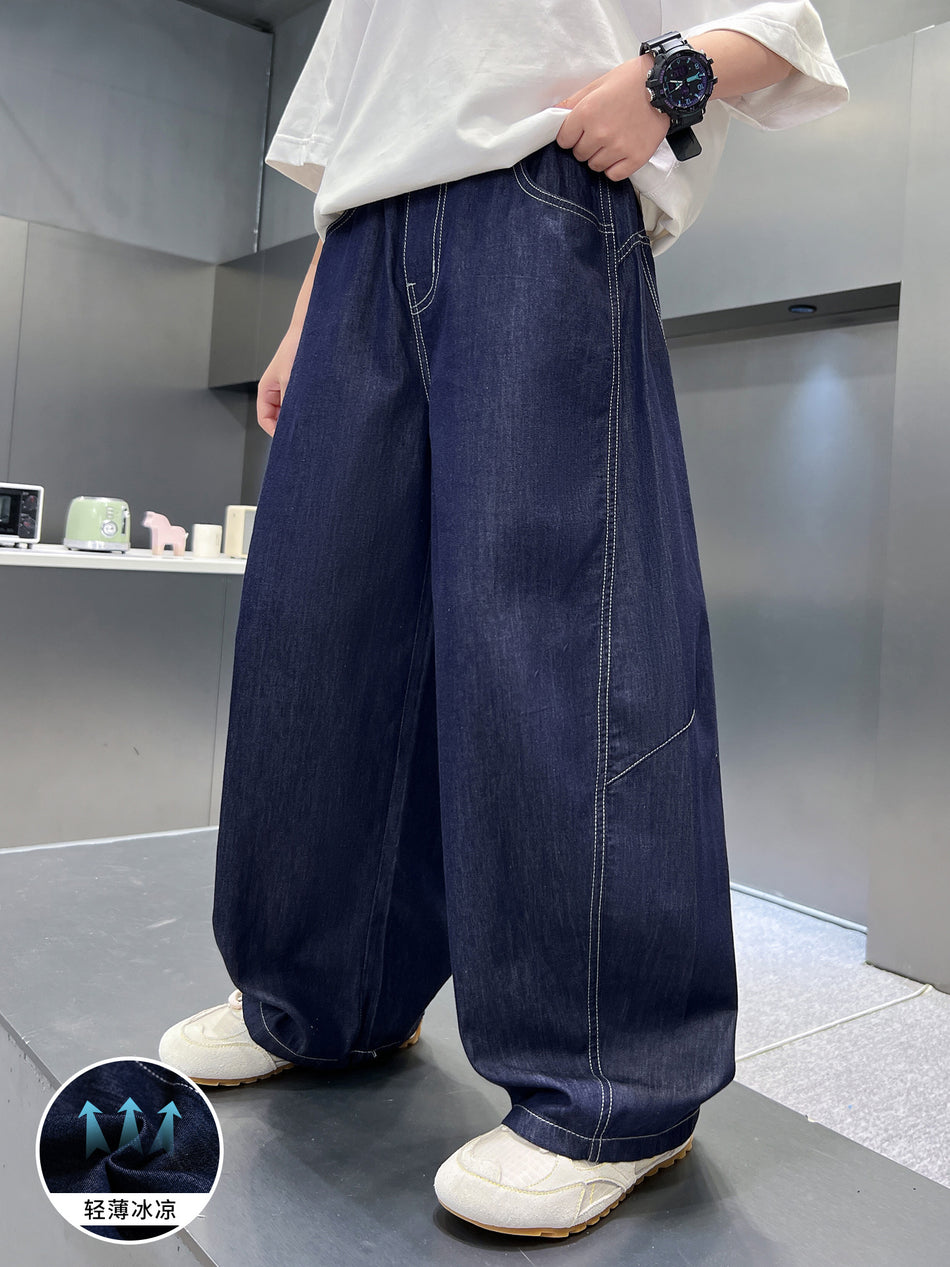 Boys Lightweight Denim Summer Casual Straight Leg Pants