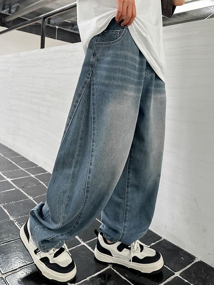 Boys Summer Straight-Leg Denim Pants Korean Style Casual