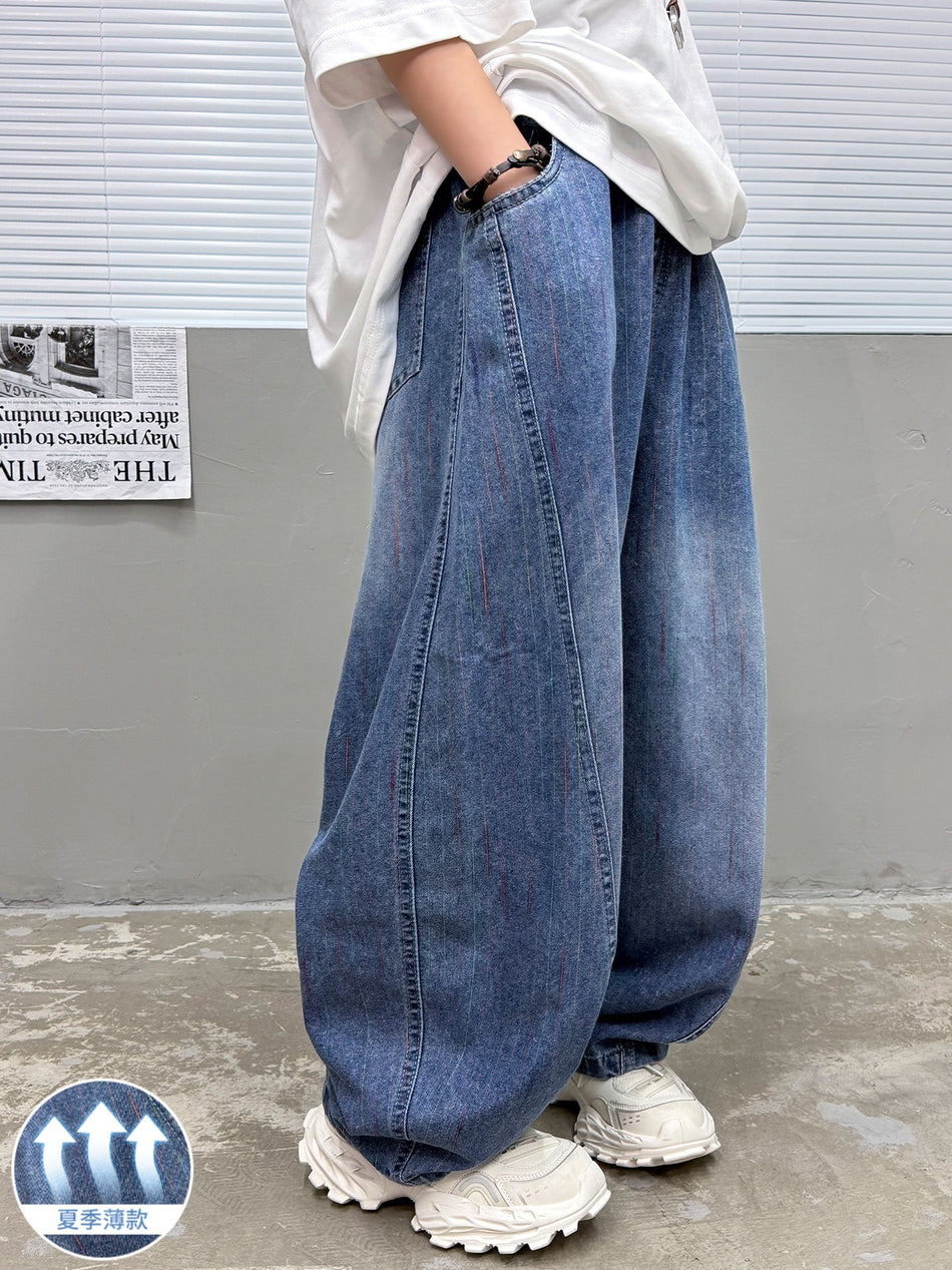 Boys Summer Straight-Leg Denim Pants Korean Style Lightweight