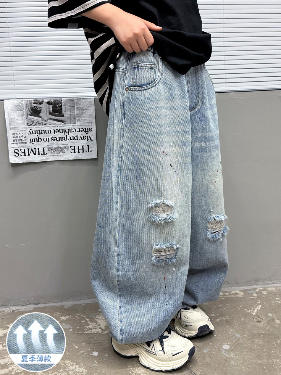Boys Anti-Mosquito Straight-Leg Denim Pants Korean Style