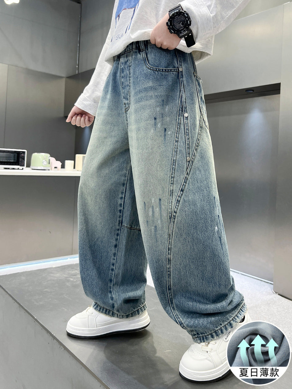 Boys Summer Straight-Leg Denim Pants Korean Style Casual