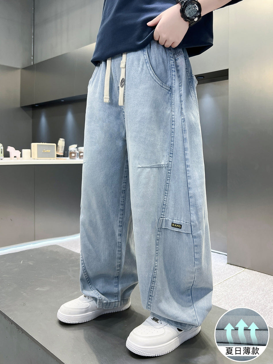 Boys Summer Straight-Leg Denim Pants Korean Style Lightweight
