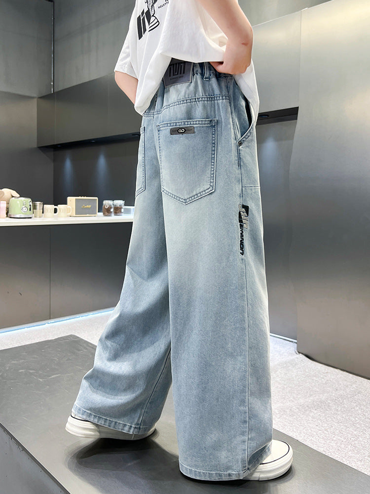 Boys Summer Straight-Leg Denim Pants Korean Style Lightweight
