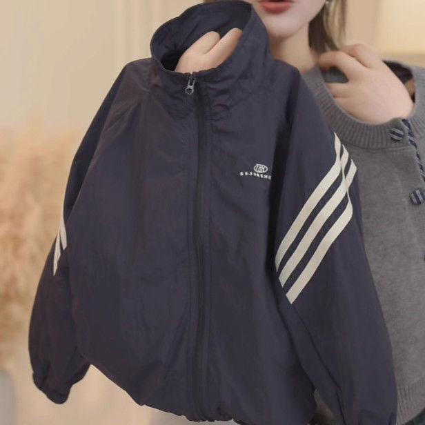 Kids Stand Collar Sports Jacket Lightweight Casual Outerwear
