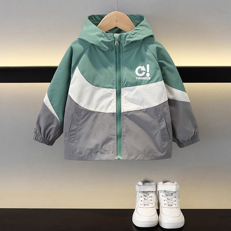 Boys Hooded Street Style Windbreaker Jacket for Autumn