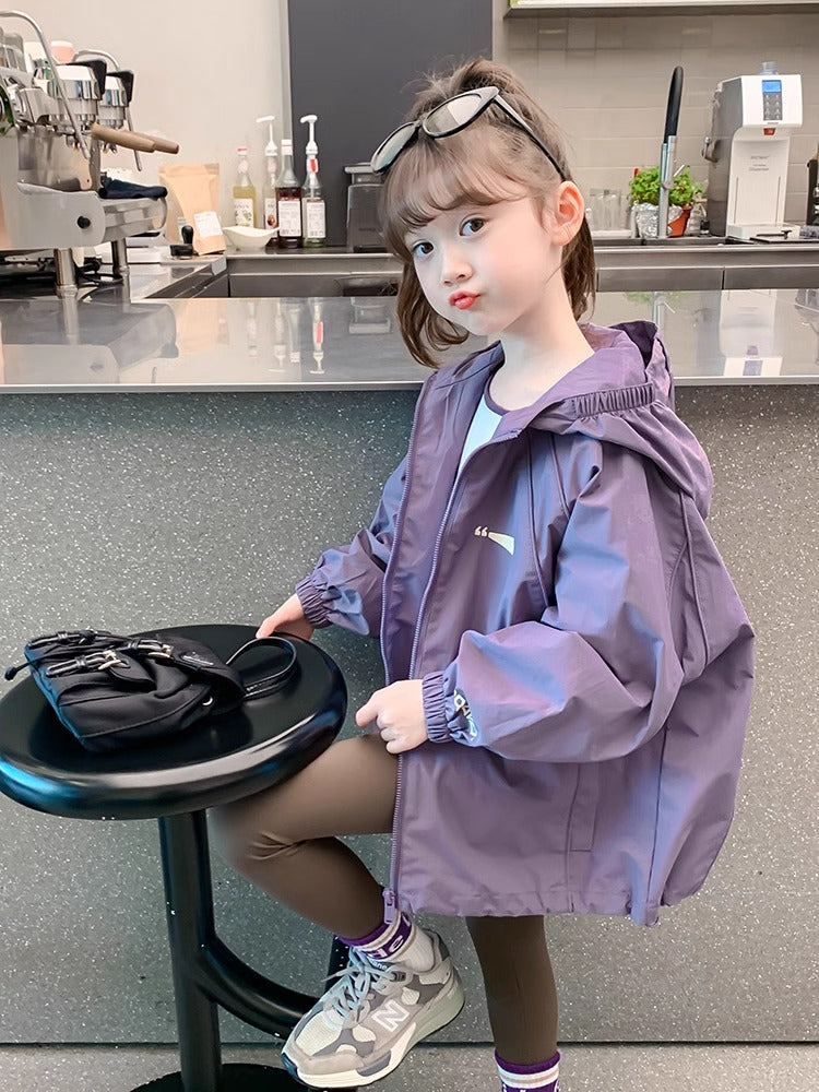 Girls Hooded Windproof Jacket Casual Spring Autumn Coat