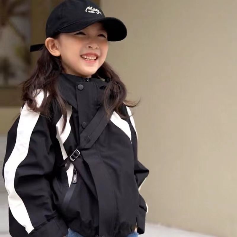 Girls Hooded Three-in-One Windbreaker Jacket Autumn Outerwear