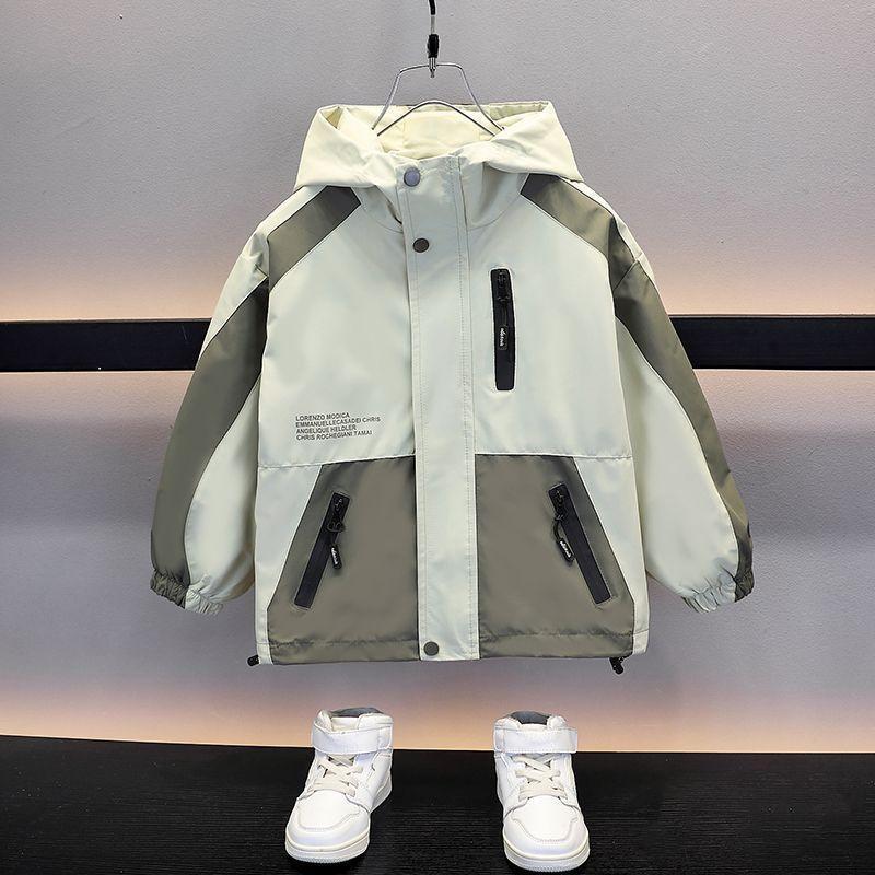 Boys Casual Letter Print Autumn Jacket Lightweight Outerwear