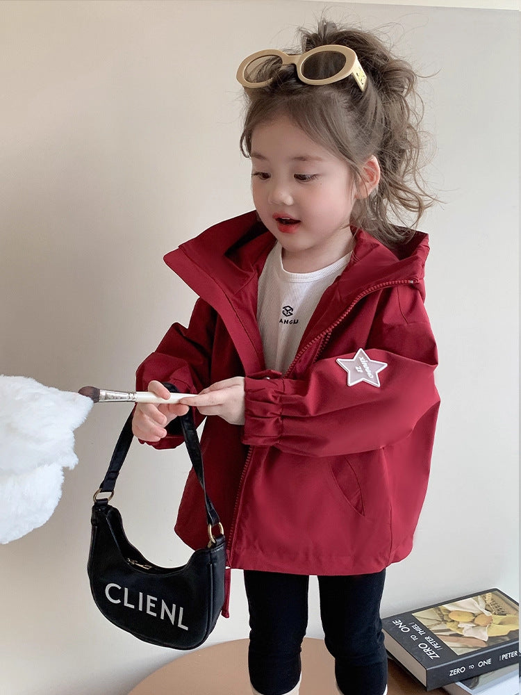 Girls Double Zipper Korean Style Windbreaker Jacket Autumn Coat