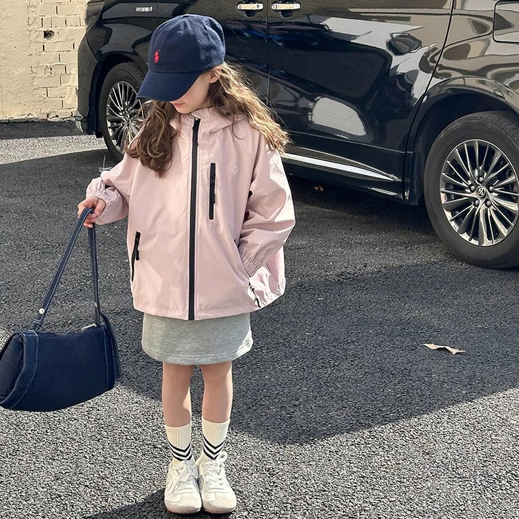 Girls Casual Hooded Windbreaker Jacket Korean Style Spring Coat