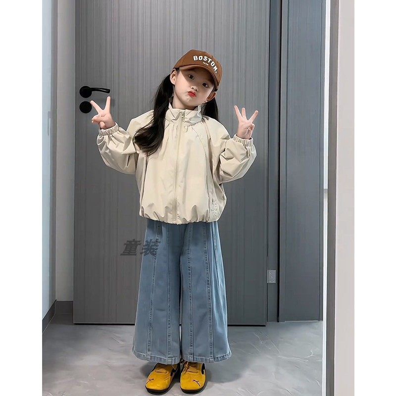 Girls Stand Collar Windbreaker Jacket Korean Style Spring Coat