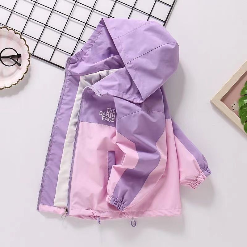 Girls Letter Print Spring Jacket Korean Style Windproof Coat