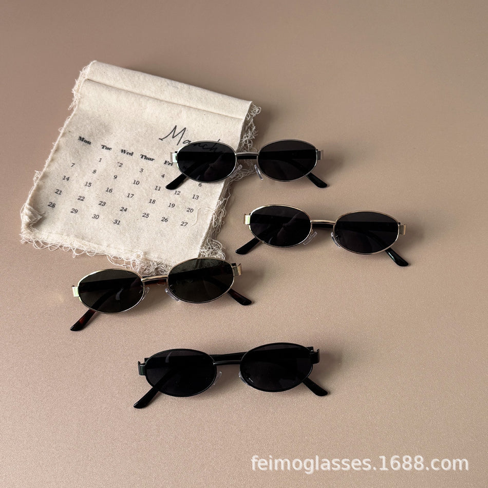 Feimo Kids Oval UV400 Sunglasses Old Money Style Fashion