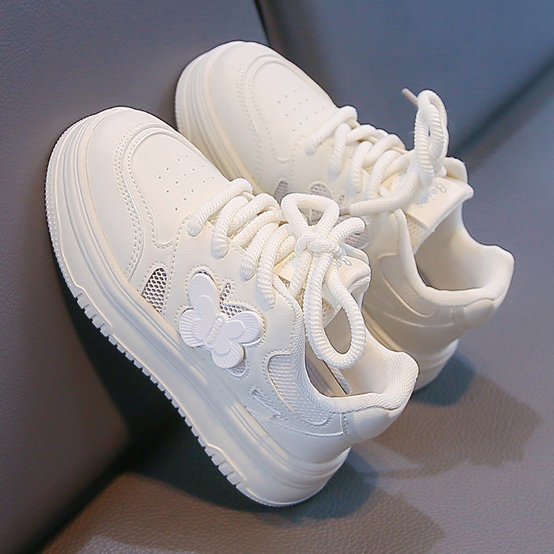 Breathable Kids Lightweight Mesh White Sneakers for Girls