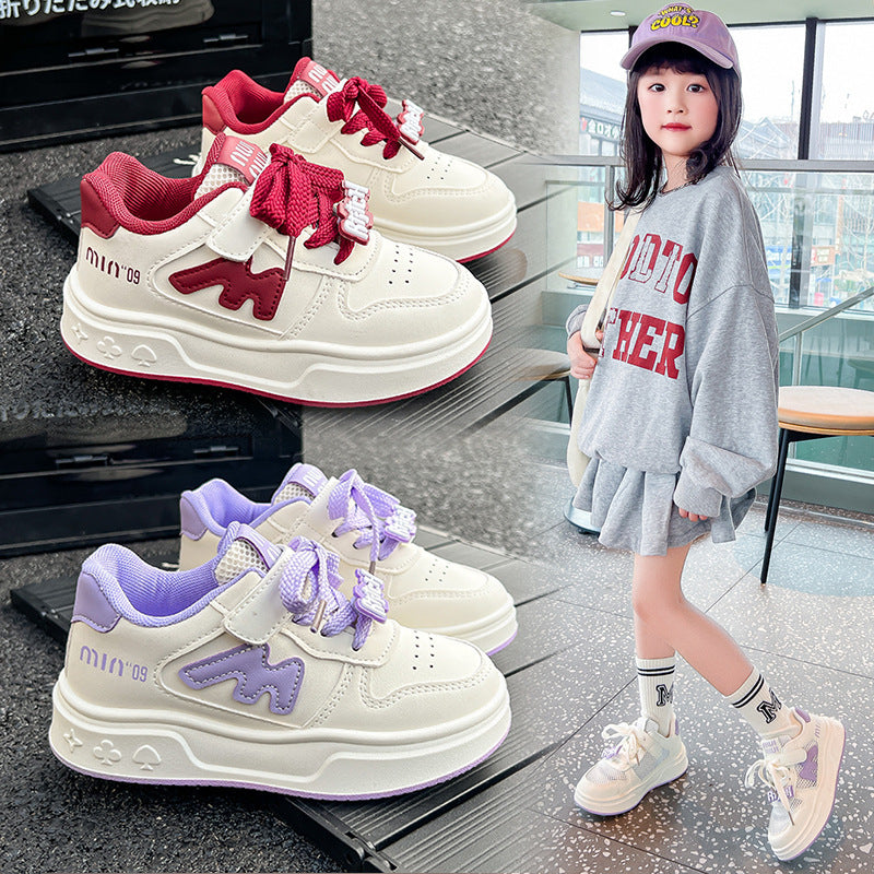 Girls Waterproof PU Sneakers Soft Sole Velcro Casual Shoes