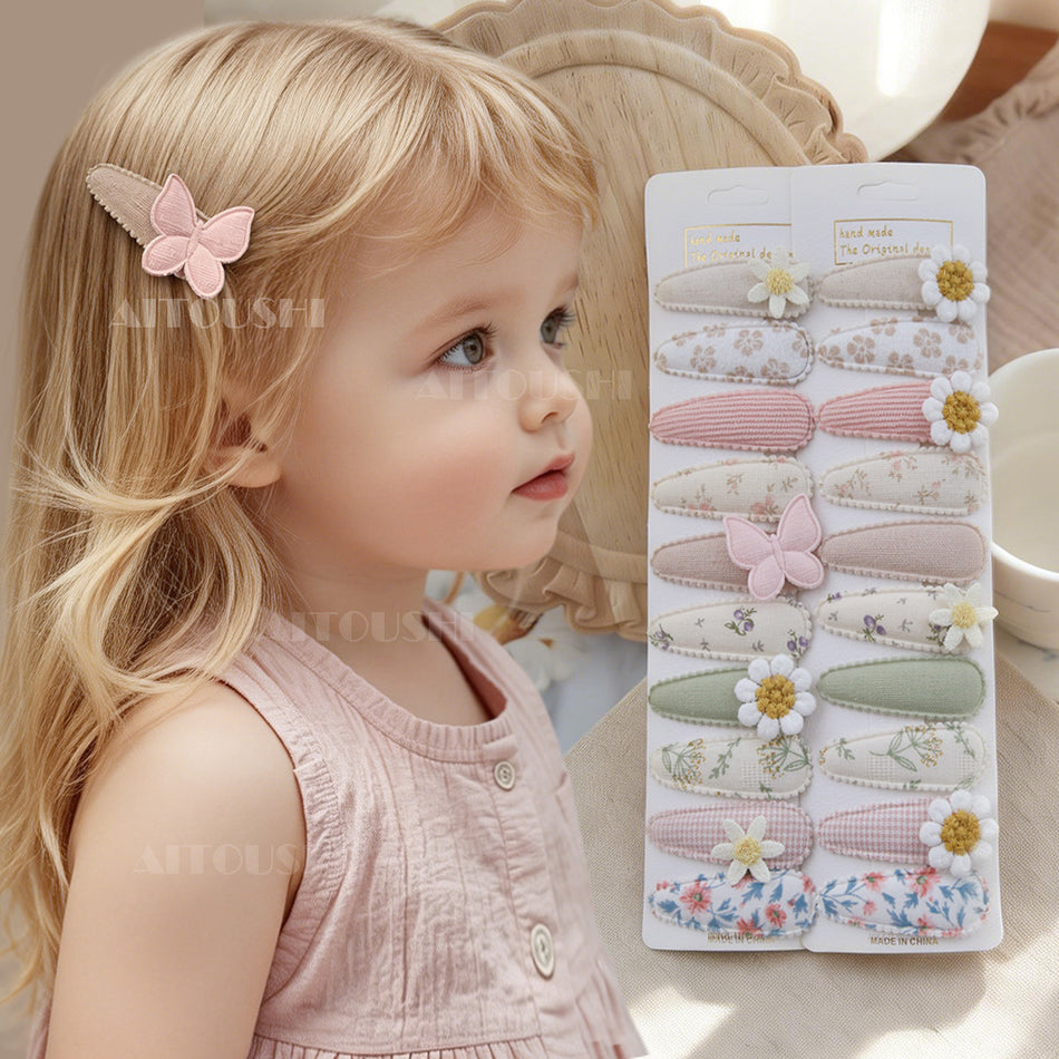 Girls BB Hair Clip Set Bow Floral Ribbon Hair Accessories