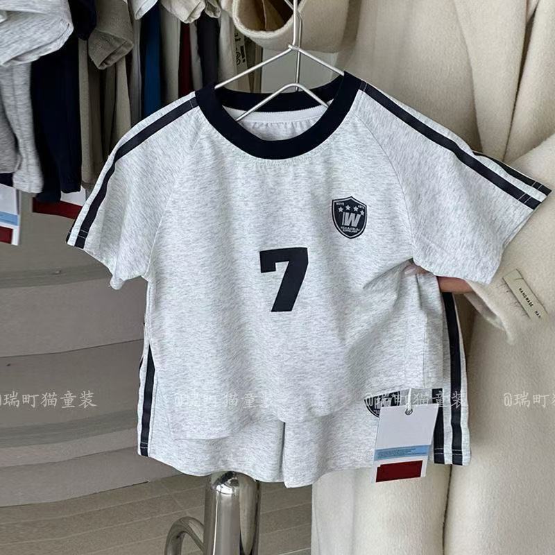Kids Cotton Striped Short Sleeve Shirt and Shorts Set