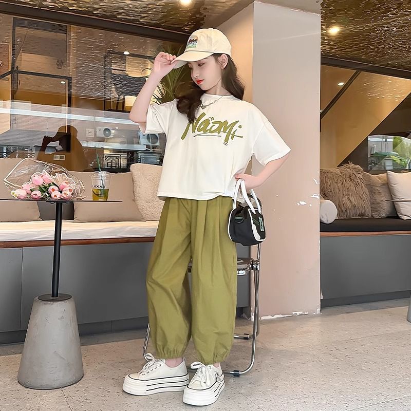 Kids Summer Short Sleeve Top and Casual Pants Set