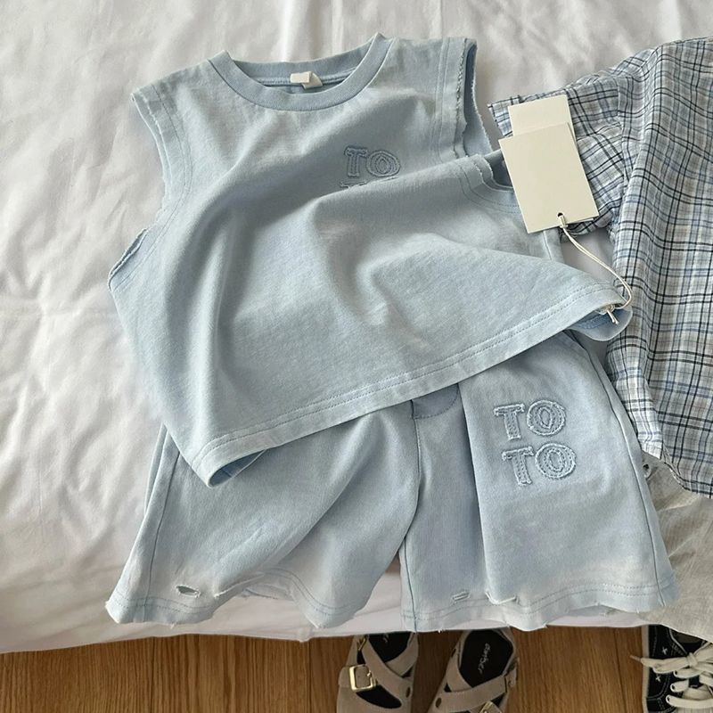 Kids Sleeveless Vest and Shorts Summer Set