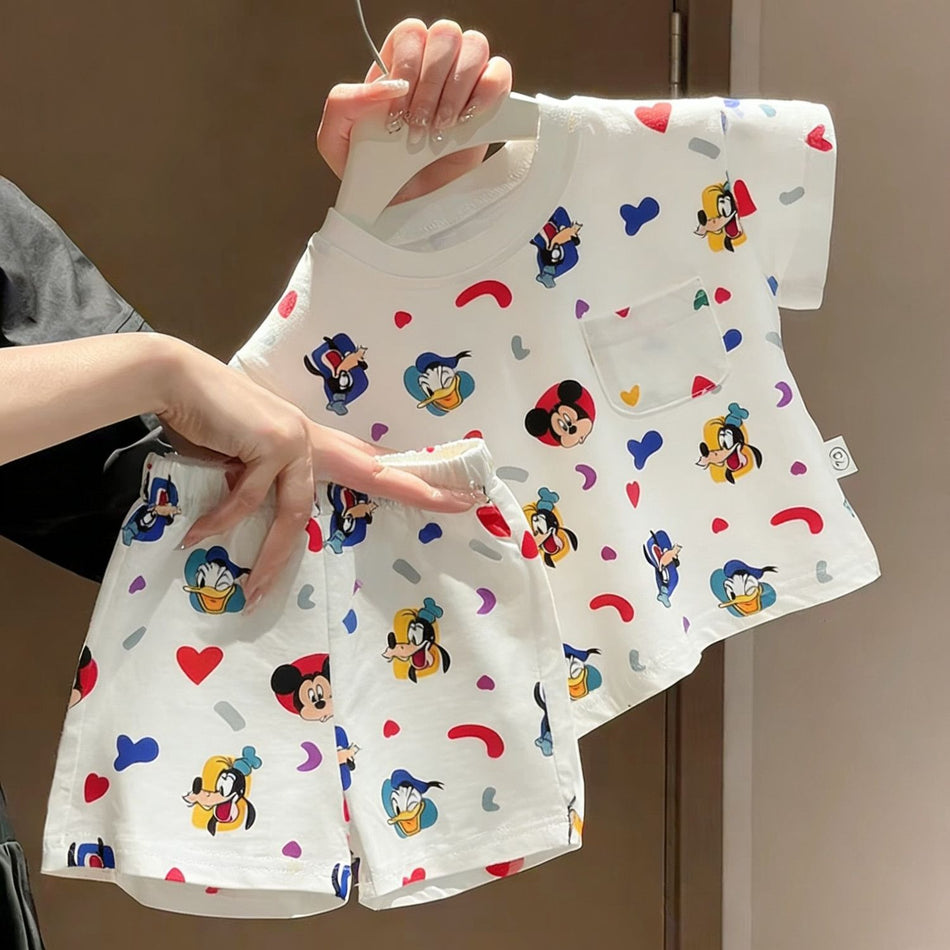 Kids Cartoon Printed Short Sleeve Pajama Set Casual Wear