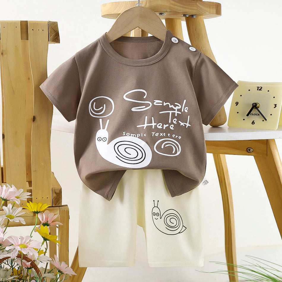 Kids Cotton Cartoon T-Shirt and Shorts Summer Set