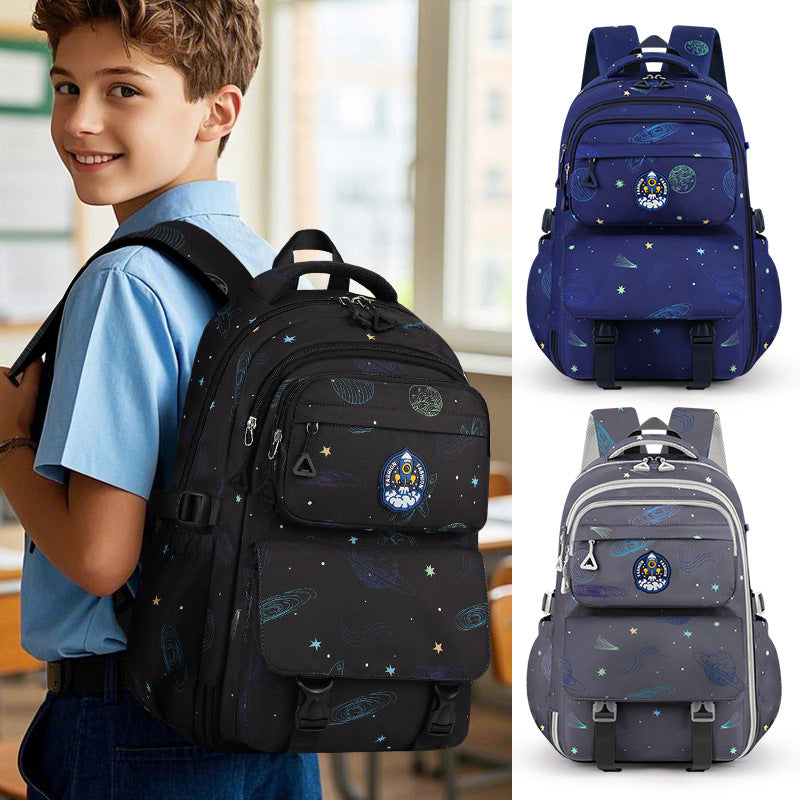 Starry Sky Lightweight School Backpack for Grades 1–6 Students