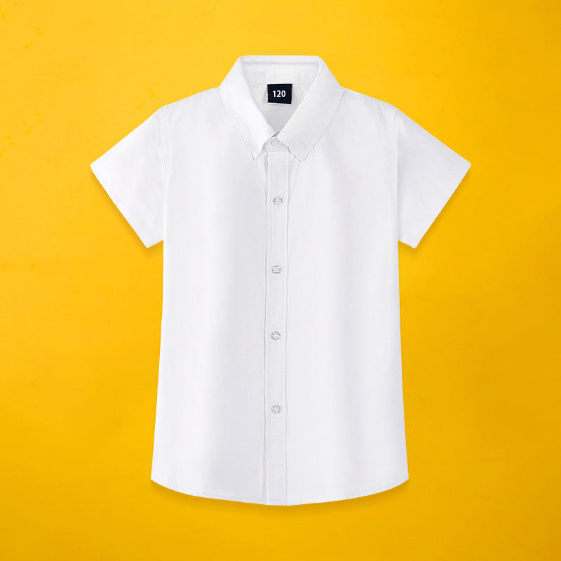 Boys Pure Cotton White Short Sleeve School Uniform Shirt