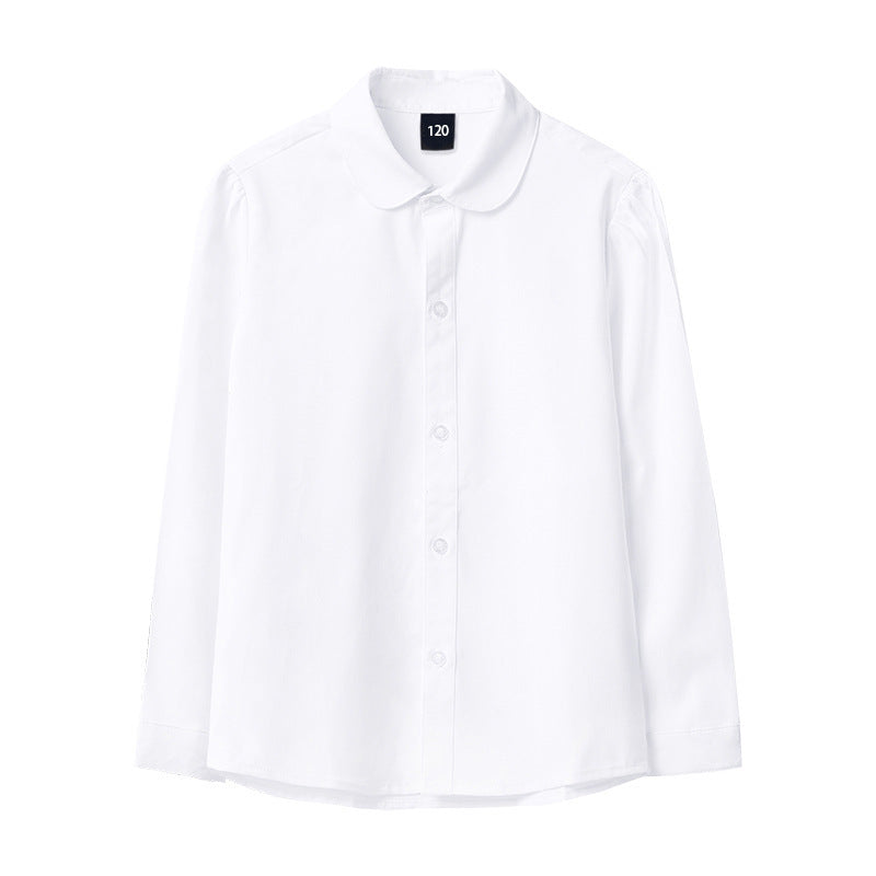Girls Bamboo Fiber Non-Iron White Long Sleeve School Shirt