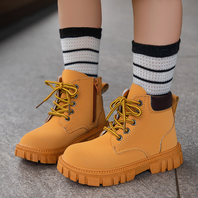 Kids British Style Martin Boots with Warm Non-Slip Sole