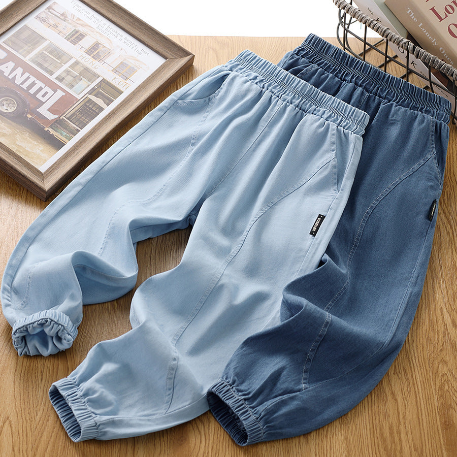 Kids Tencel Style Anti Mosquito Casual Pants Elastic Summer Fit