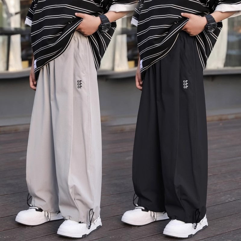 Kids Ice Silk Wide Leg Casual Pants Lightweight Summer Trousers