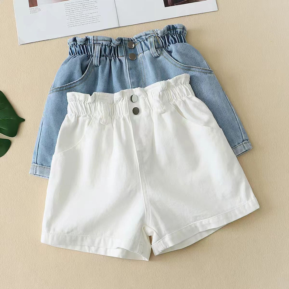 Kids Cotton Denim Summer Casual Soft Mid Waist Shorts