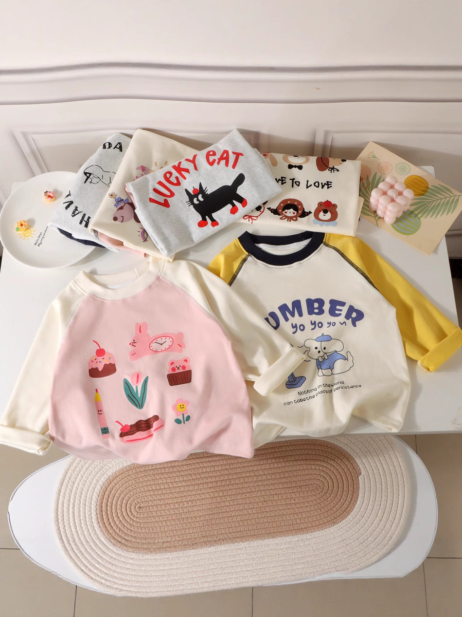 Kids Cotton Color Block Long Sleeve Raglan T-Shirt