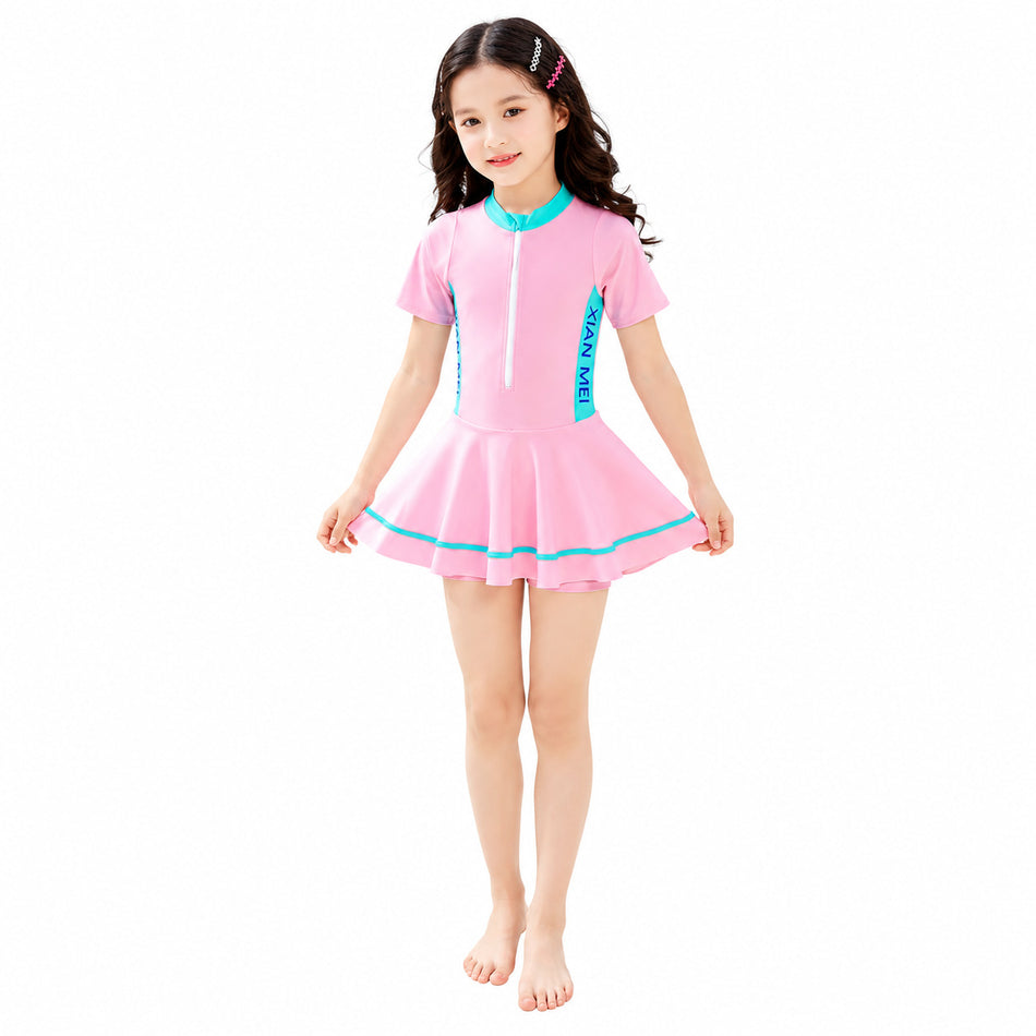 Girls Ruffle One-Piece Swimsuit with Safety Shorts