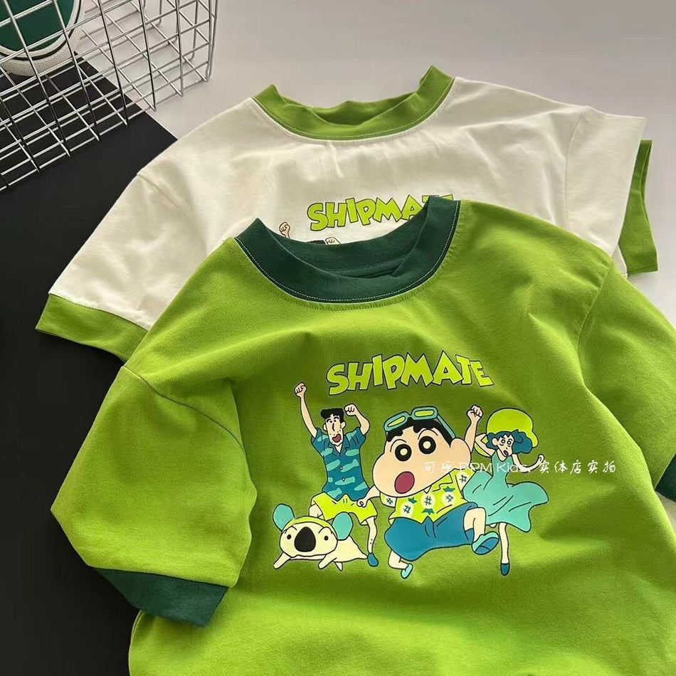 Kids Cartoon Print Cotton Short Sleeve Casual Shirt