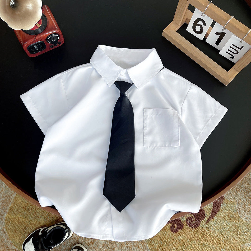 Kids White Shirt Long Sleeve & Short Sleeve School Uniform Top