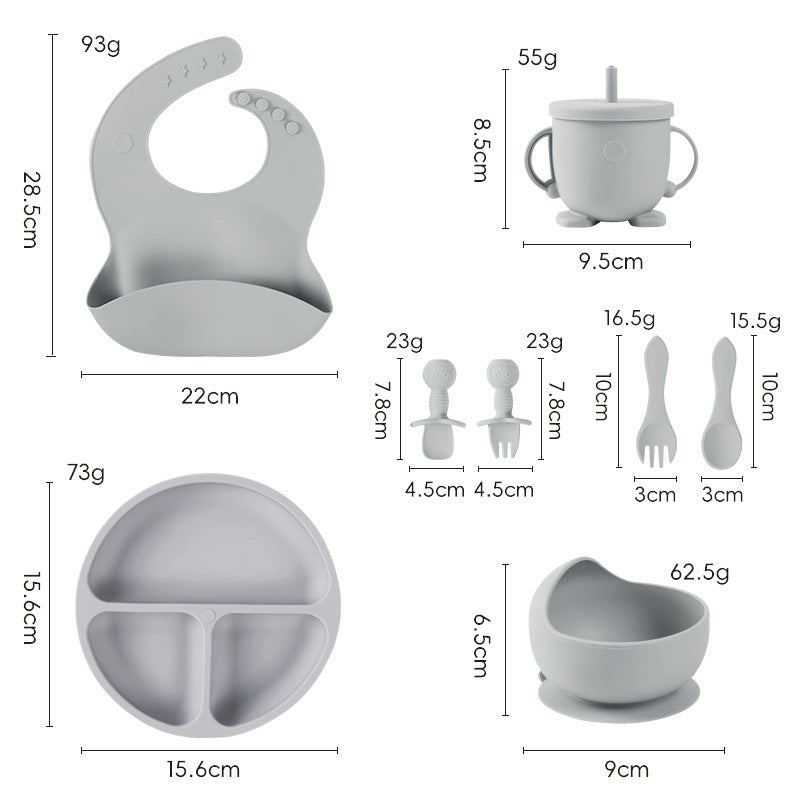 Baby Silicone Feeding Set 6–8 Piece Non-Slip Tableware