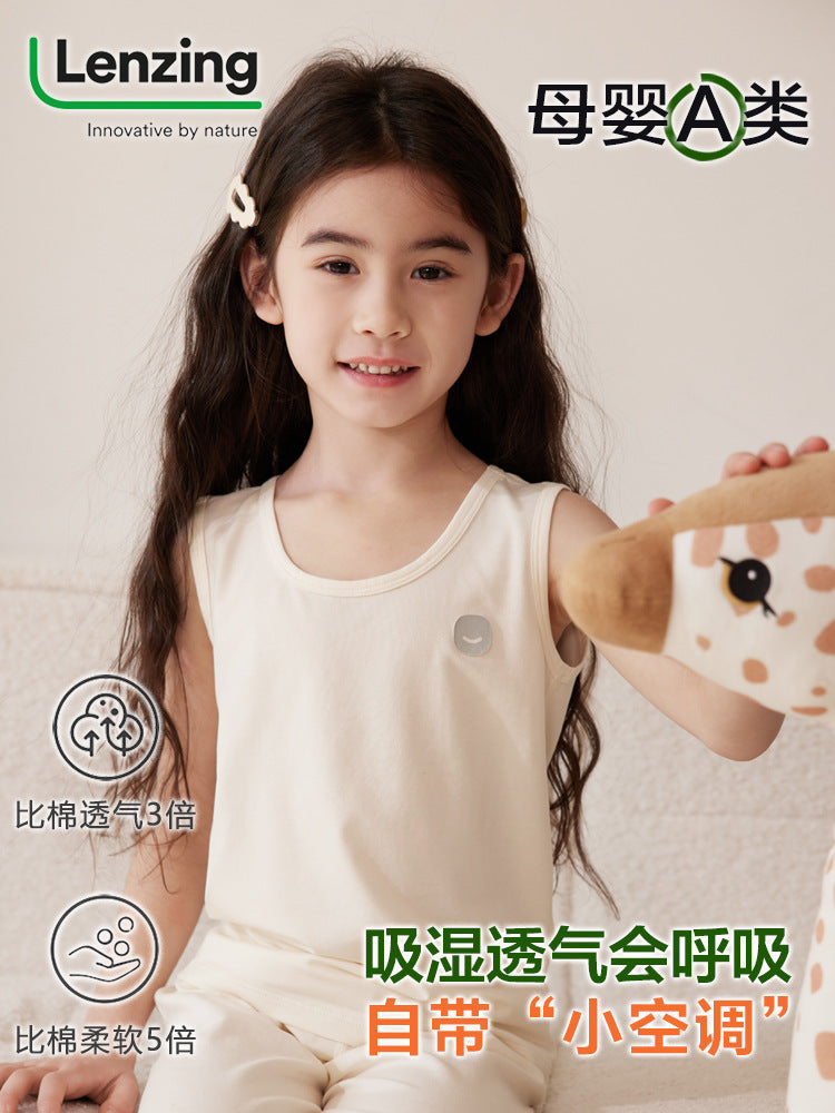Kids Lyocell Sleeveless Vest Summer Breathable Base Top