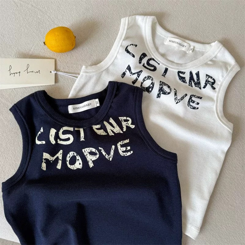 Baby Cotton Letter Print Sleeveless Vest Summer Kids Top