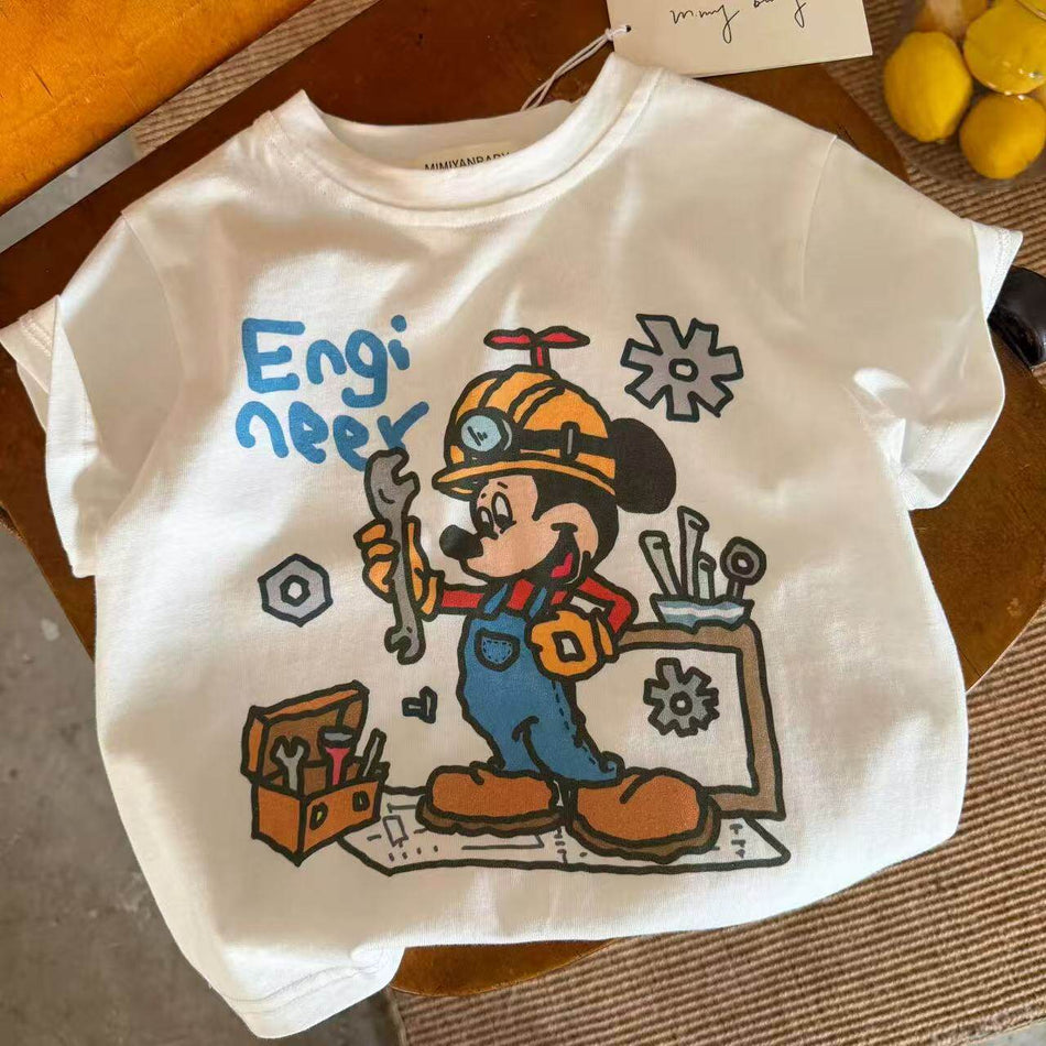 Kids Cartoon Print Breathable Short Sleeve Summer T-Shirt