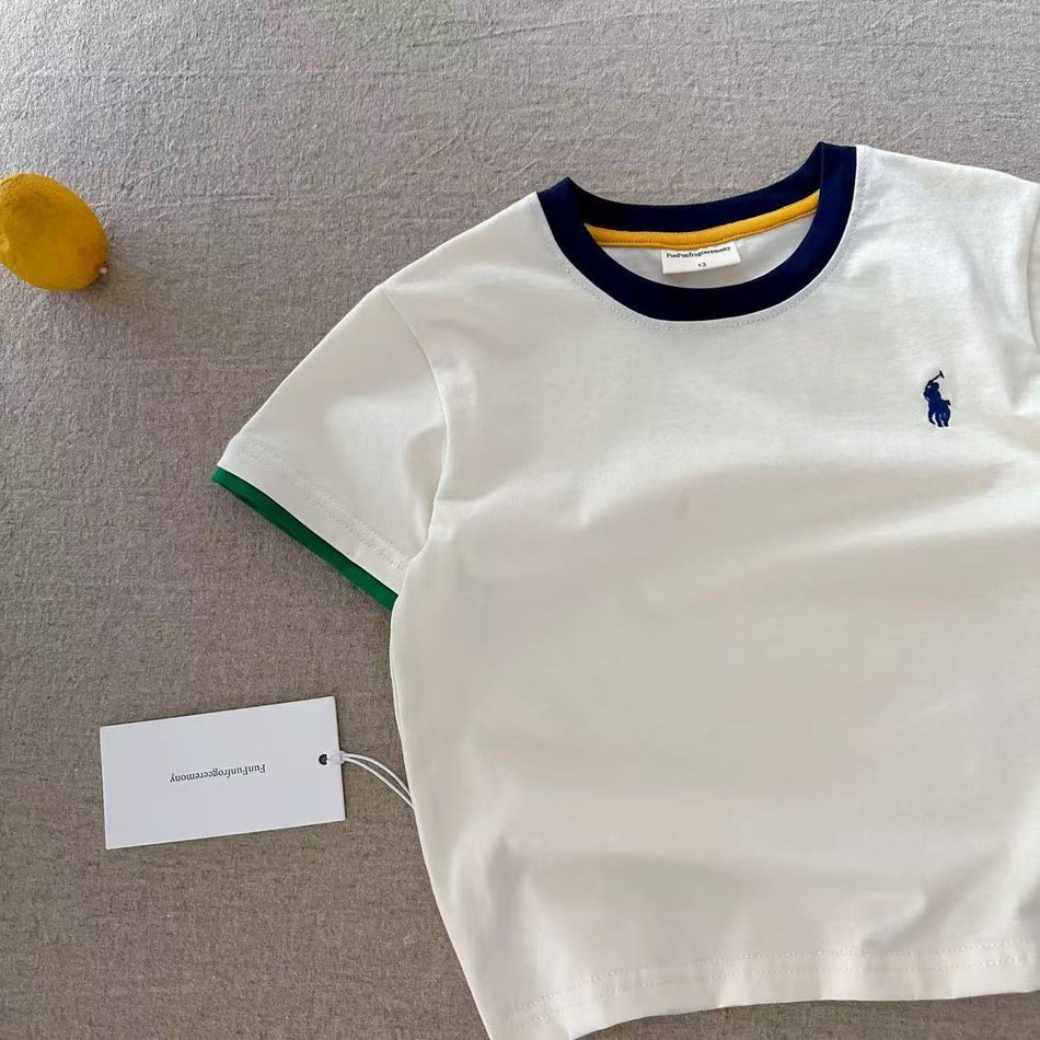 Kids Color-Block Breathable Short Sleeve Summer T-Shirt
