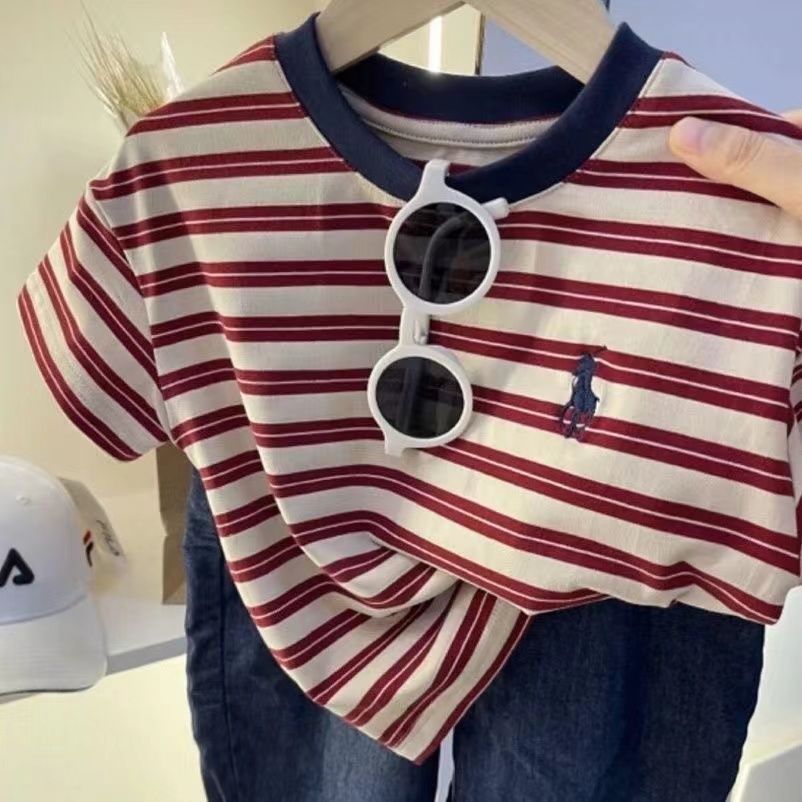 Kids Striped Cotton Short Sleeve Casual Summer T-Shirt