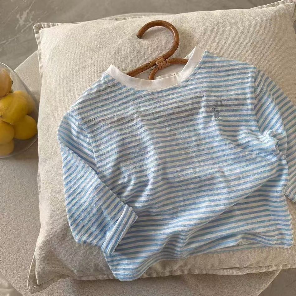 Kids Lightweight Striped Cotton Long Sleeve Summer Cooling Tee