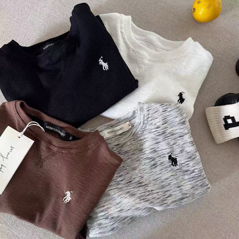 Kids Solid Color Long Sleeve T-Shirt Soft Base Top Shirt