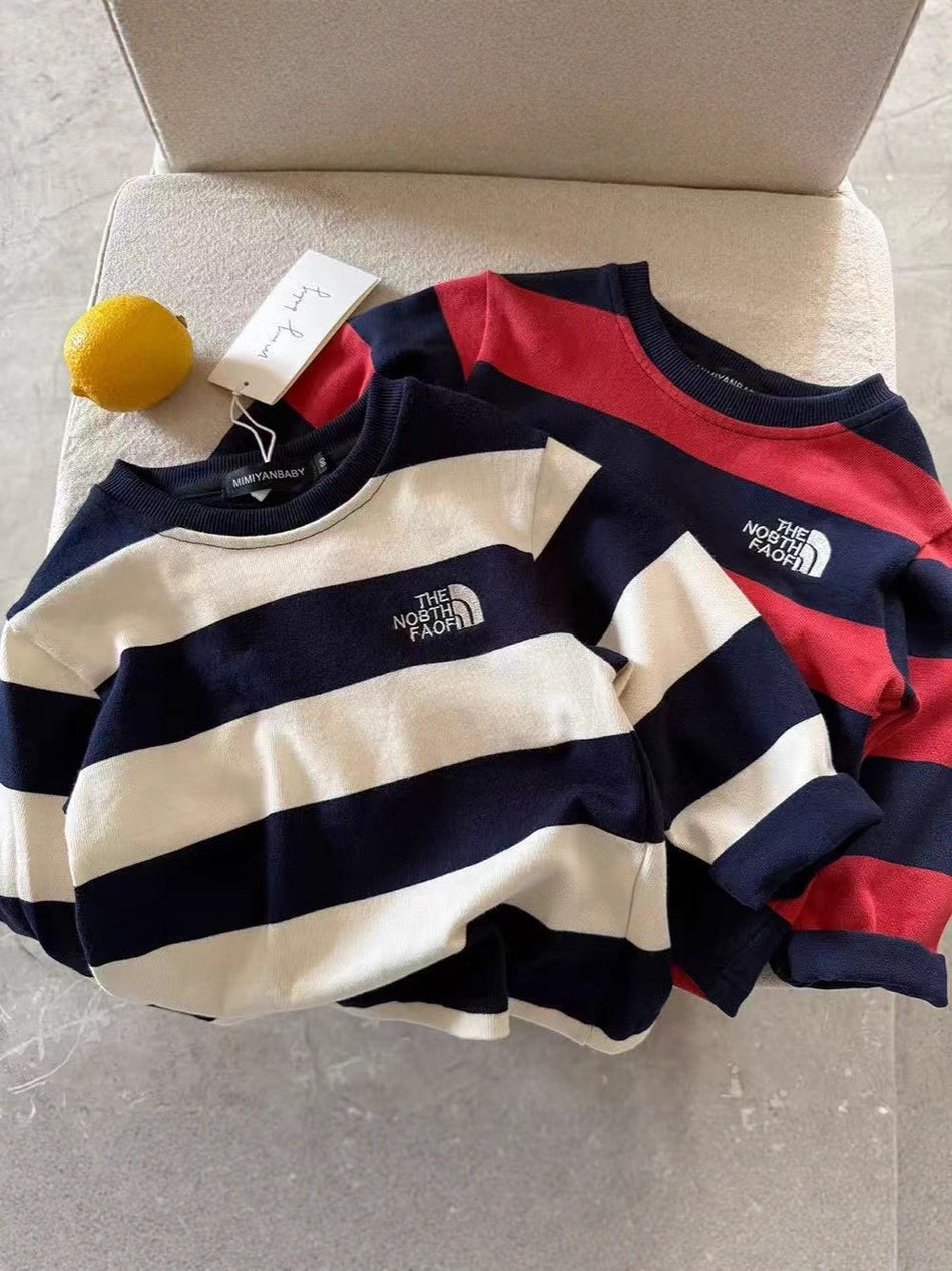 Kids Striped Cotton Long Sleeve T-Shirt Casual Base Top